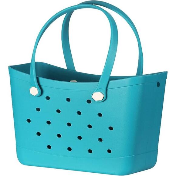 Large TEAL Waterproof Tote Bag with Vent Holes – Beach & Pool Carryall - Picture 4 of 4